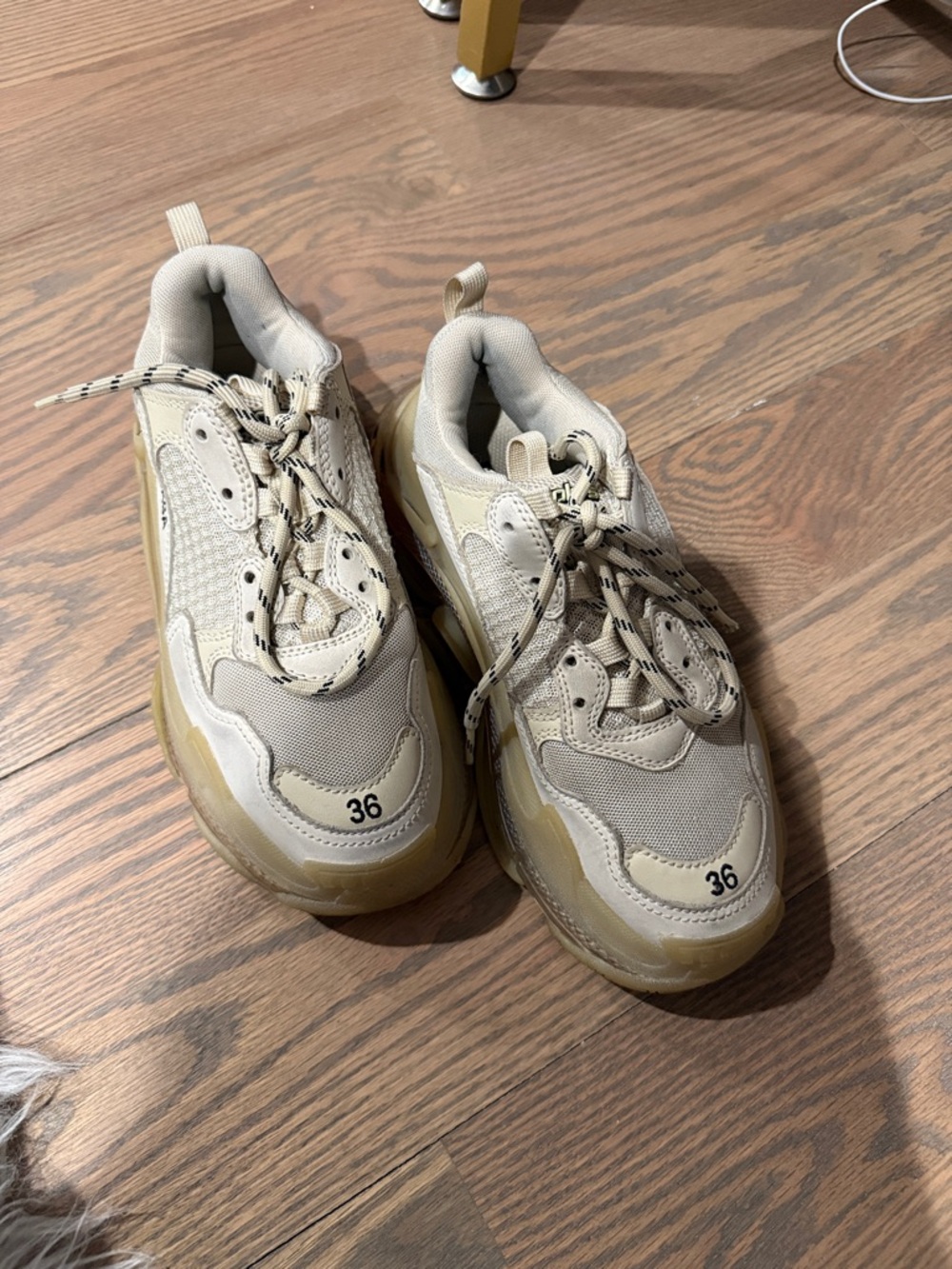 Balenciaga Chunky Beige Lace-Up Sneakers - Size 36